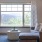 a living room with a large window